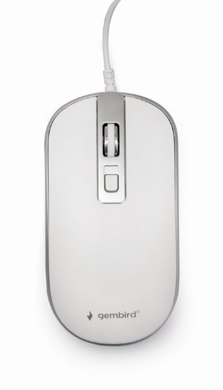 GEMBIRD myš MUS-4B-06-WS, drátová, optická, USB, bílá/stříbrná