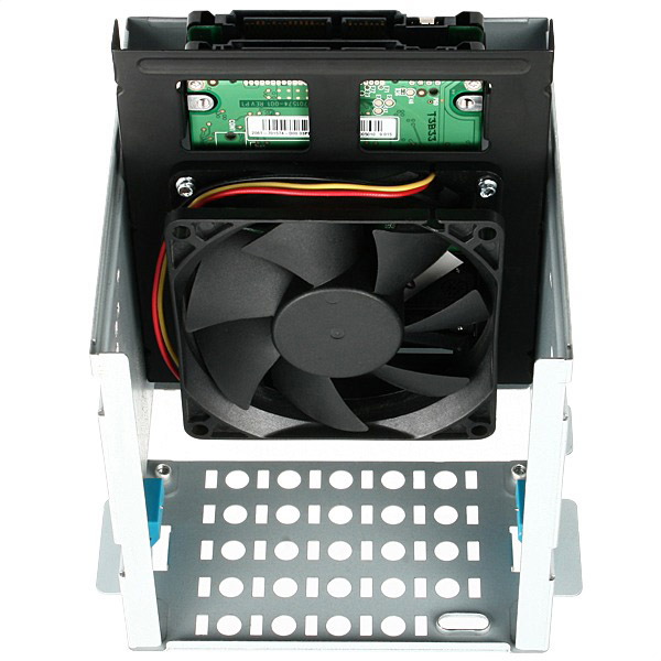 AXAGON RHD-225, kovový rámeček pro 2x 2.5" HDD/SSD do 3.5" pozice, montáž ventilátoru