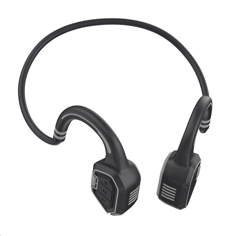 EVOLVEO bezdrátová sluchátka BoneSwim MP3 16GB, na lícní kosti, šedá