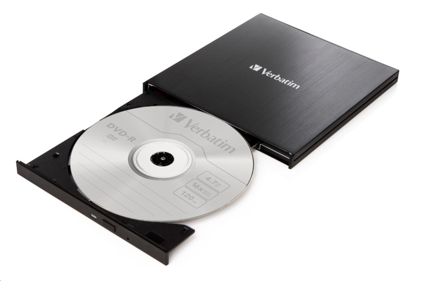 VERBATIM externí mechanika DVD-RW Rewriter USB-C, černá + NERO