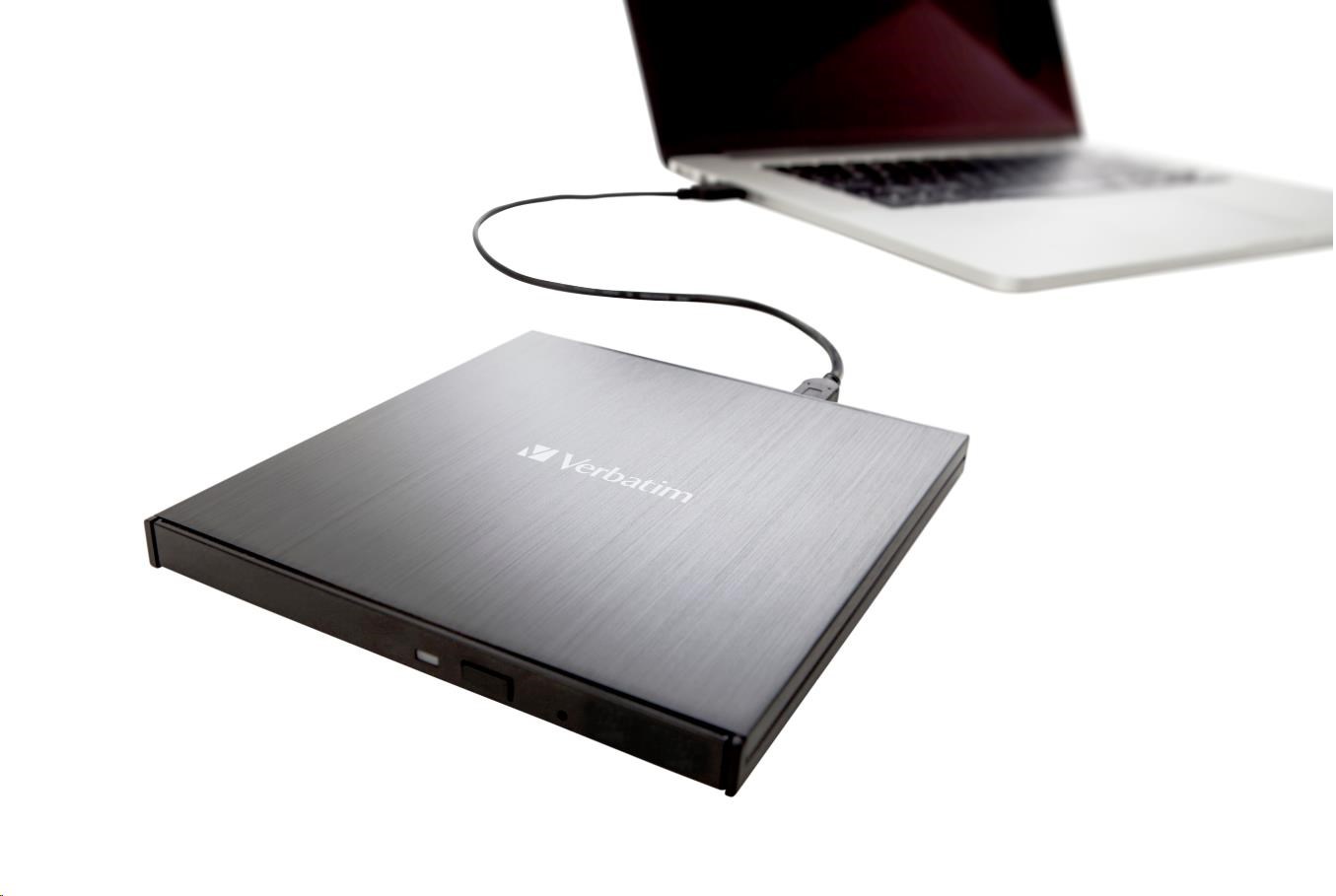 VERBATIM externí mechanika DVD-RW Rewriter USB-C, černá + NERO