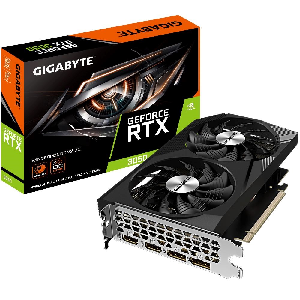 GIGABYTE VGA NVIDIA GeForce RTX 3050 WINDFORCE OC 8G V2, 8GB GDDR6, 2xDP, 2xHDMI