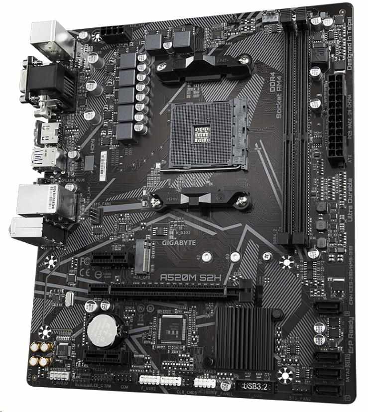 GIGABYTE MB Sc AM4 A520M S2H, AMD A520, 2xDDR4, 1xHDMI, 1xDVI, 1xVGA, mATX