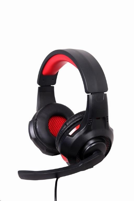 GEMBIRD sluchátka s mikrofonem GHS-U-5.1-01, gaming, 5.1 surround, černo-červená, USB