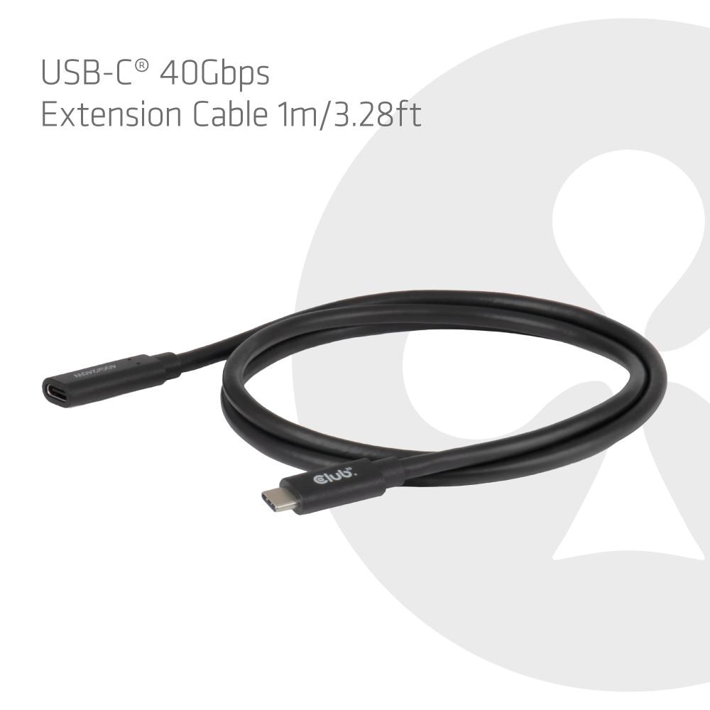 Club3D Prodlužovací kabel USB-C 8K60Hz, 40Gbps, Power Delivery 240W, (M/F), 100cm
