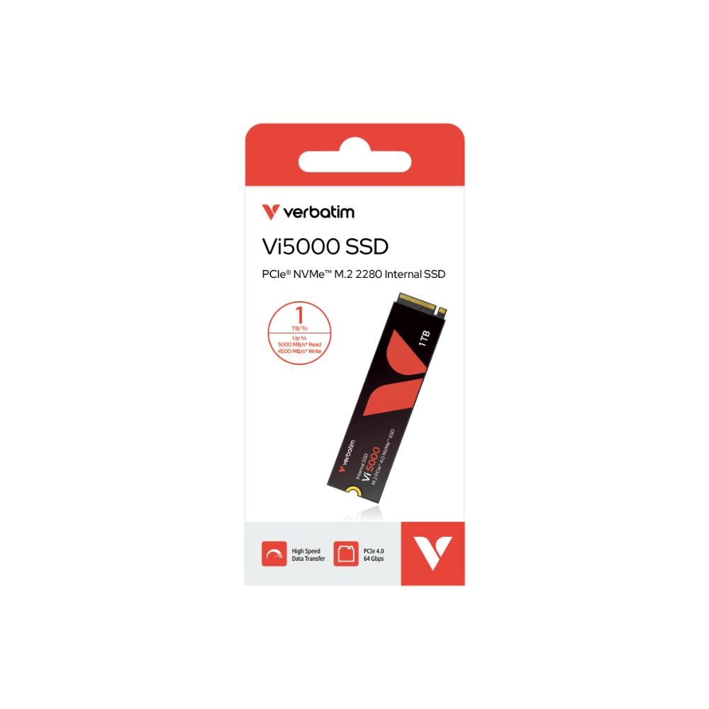 VERBATIM SSD Vi5000 Internal PCIe NVMe M.2 SSD 1TB , W 4500/ R 5000 MB/s