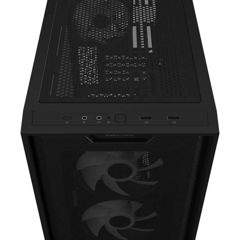 ASUS case A21 PLUS, Mini Tower, průhledná bočnice, 4x 120mm ARGB Fan, černá