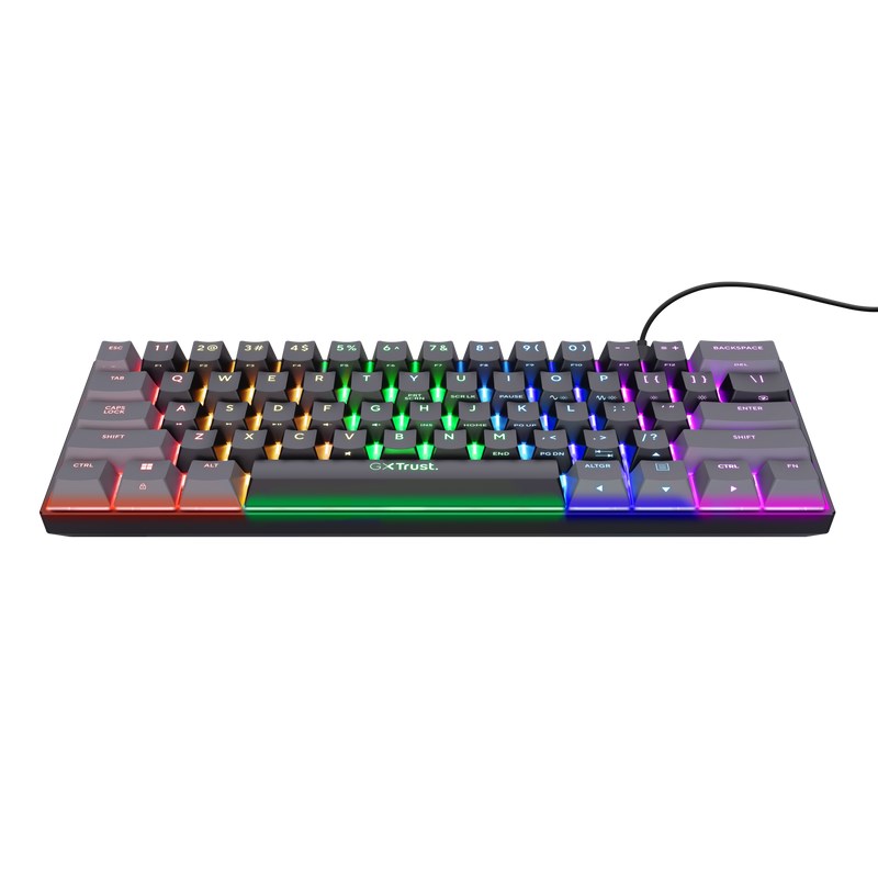 TRUST klávesnice GXT 867 ACIRA, 60%, Herní Klávesnice, USB, USB-C, US