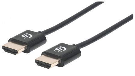 MANHATTAN Ultra-thin High Speed HDMI Cable with Ethernet, HEC, ARC, 3D, 4K, HDMI Male to Male, Shielded, Black, 0,5m