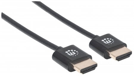 MANHATTAN Ultra-thin High Speed HDMI Cable with Ethernet, HEC, ARC, 3D, 4K, HDMI Male to Male, Shielded, Black, 0,5m