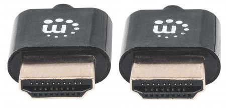 MANHATTAN Ultra-thin High Speed HDMI Cable with Ethernet, HEC, ARC, 3D, 4K, HDMI Male to Male, Shielded, Black, 0,5m