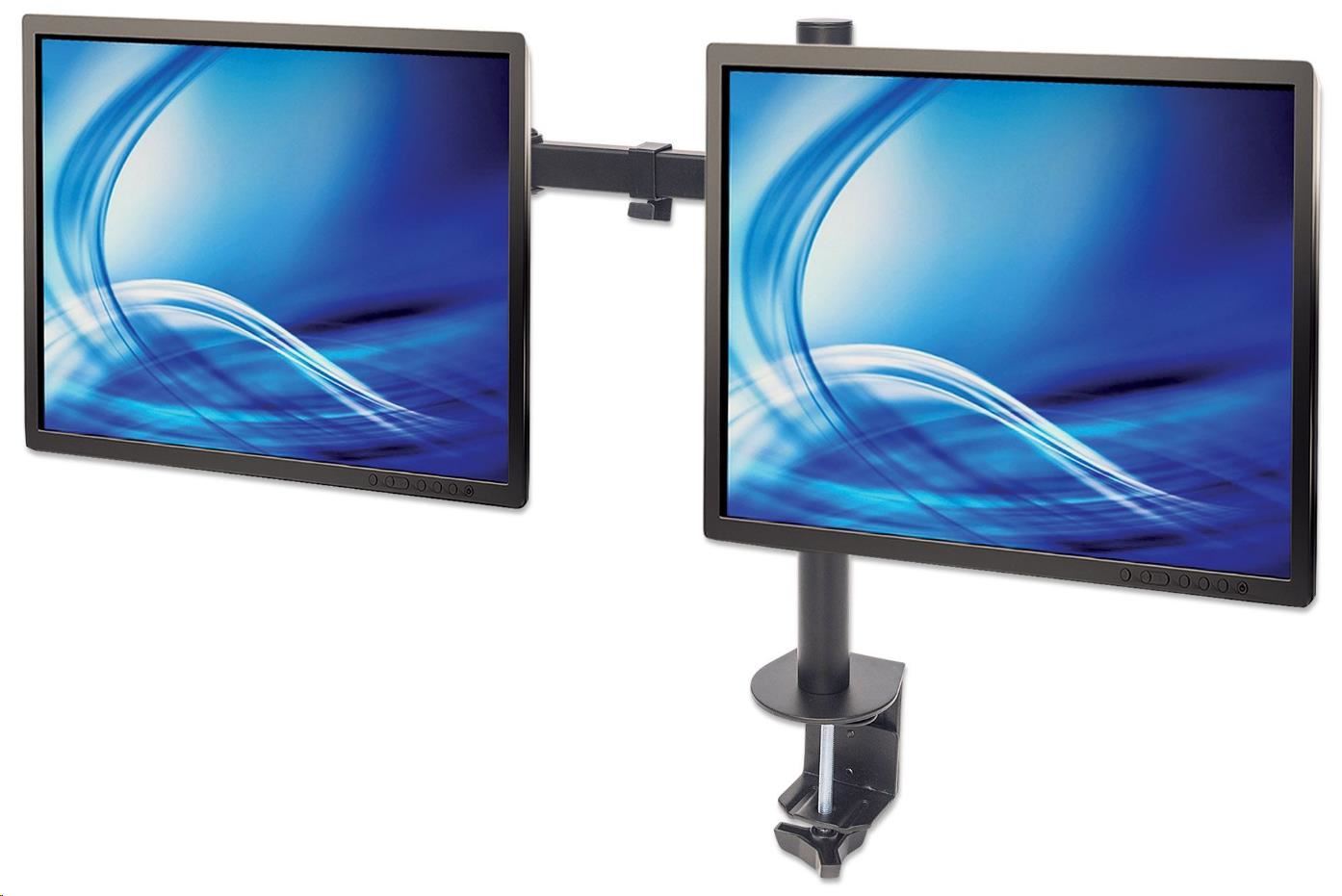 MANHATTAN stolní držák pro 2xLCD, 13" až 32", černý