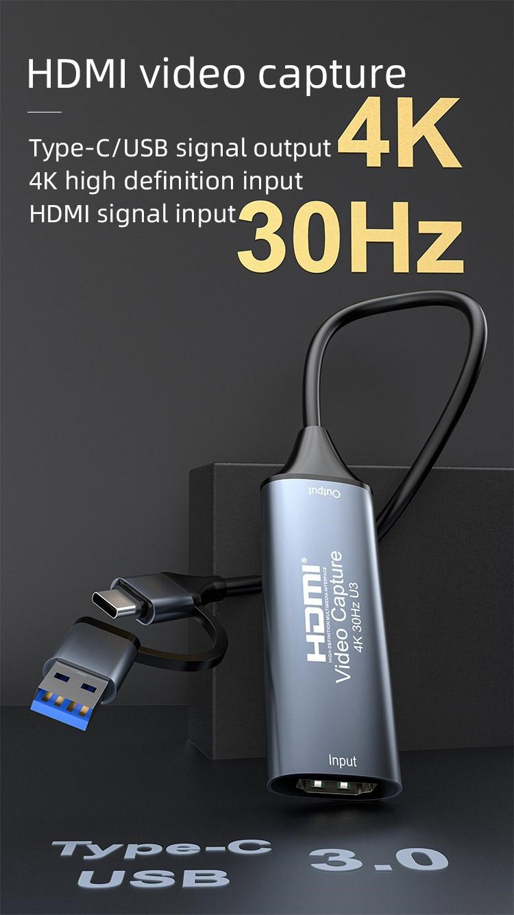 PREMIUMCORD HDMI capture/grabber pro záznam Video/Audio signálu do počítače s konektorem USB3.0 a USB-C