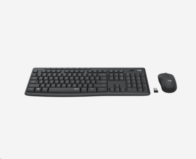 Logitech Silent Wireless Combo MK295, bezdrátová klávesnice + myš, 2.4 GHz, CZ/SK, Graphite