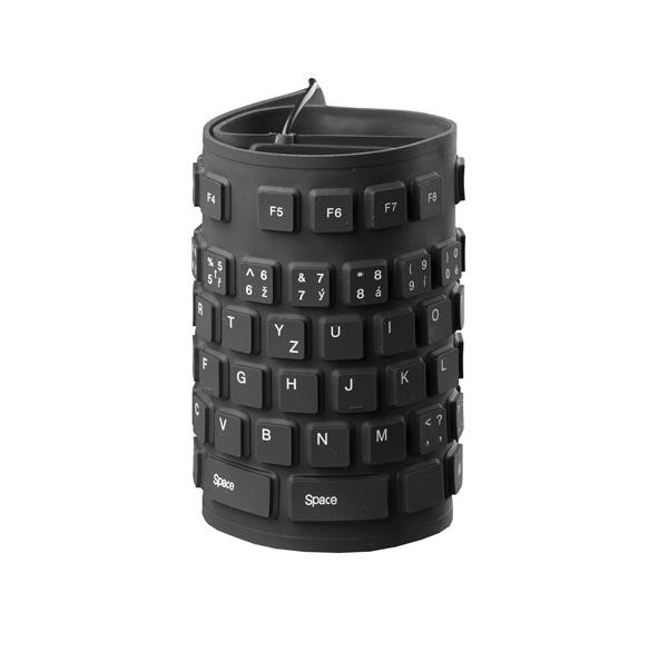 C-TECH klávesnice FK-01, gelová, flexibilní, černá, USB, CZ/SK