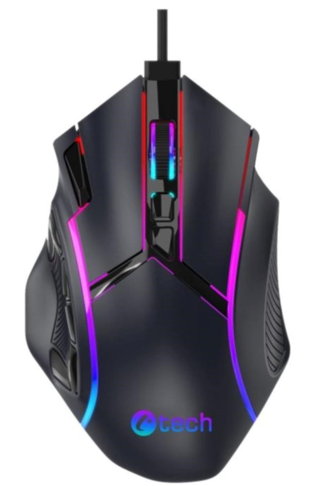 C-TECH Herní myš Akali, 12800 DPI, RGB podsvícení, USB, Černá