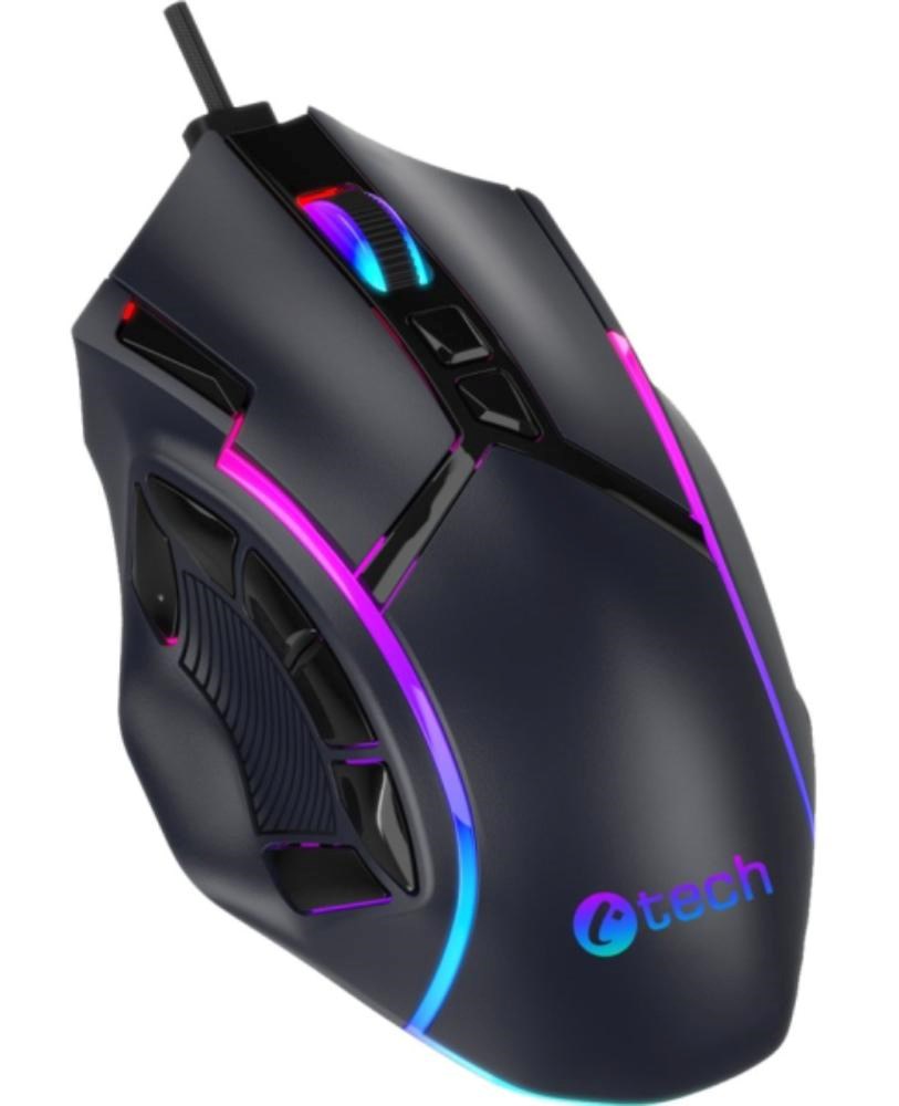 C-TECH Herní myš Akali, 12800 DPI, RGB podsvícení, USB, Černá
