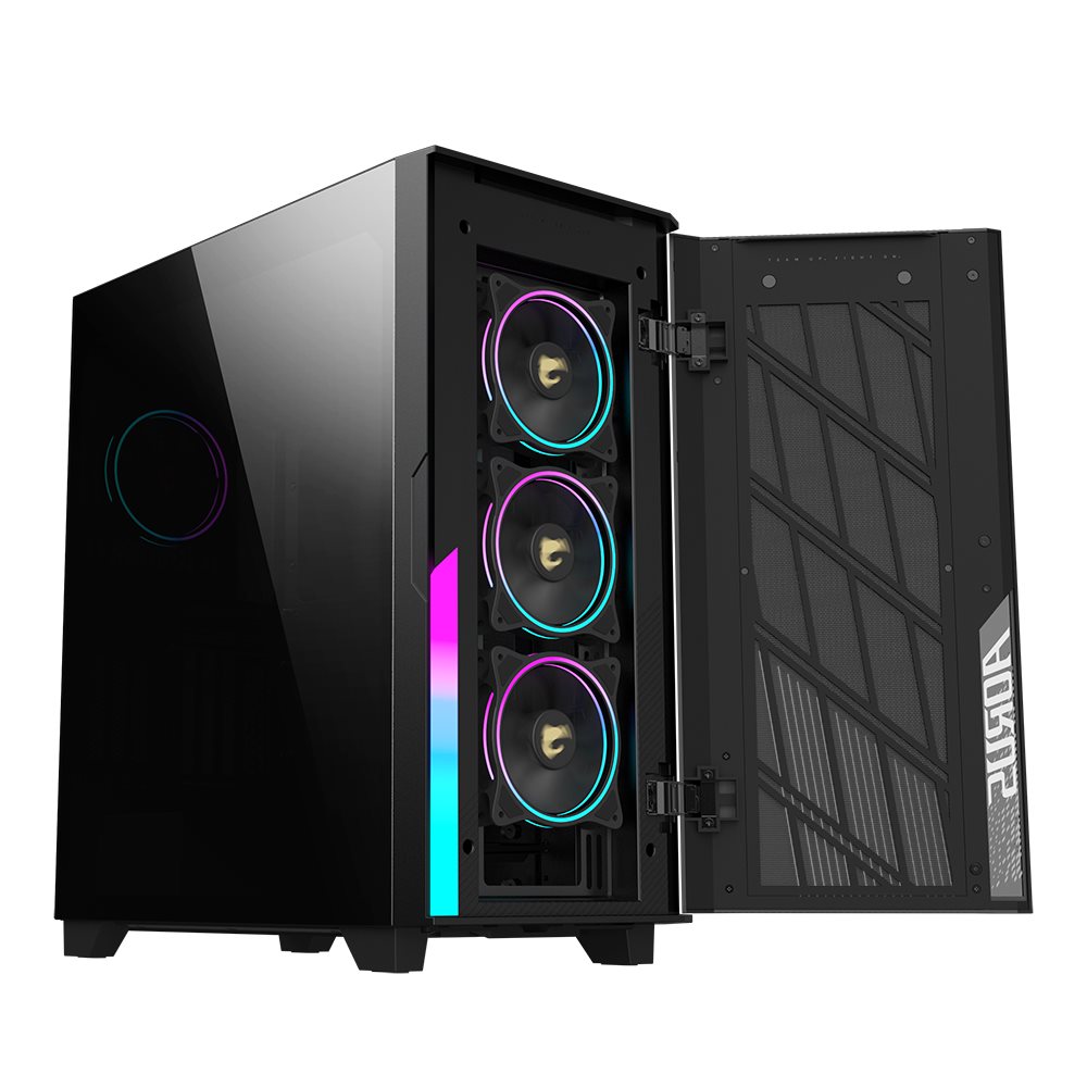 BAZAR - GIGABYTE case AORUS C500 GLASS, bez zdroje, průhledná bočnice, Mid Tower, černá - Poškozený obal (Komplet)