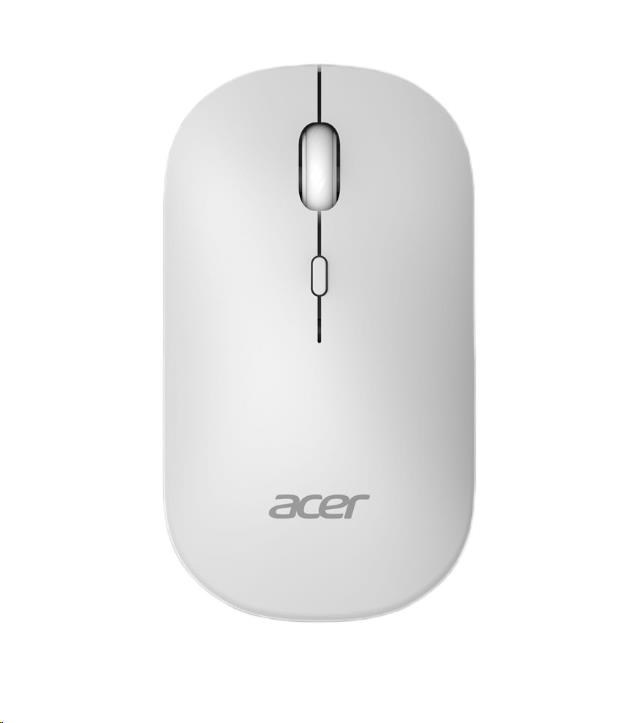 ACER bezdrátová myš Wireless Mouse AMR130,dual mode 2.4GHz + BT 5.2,4 tlačítka,1600dpi,125Hz,30 IPS,Bílá