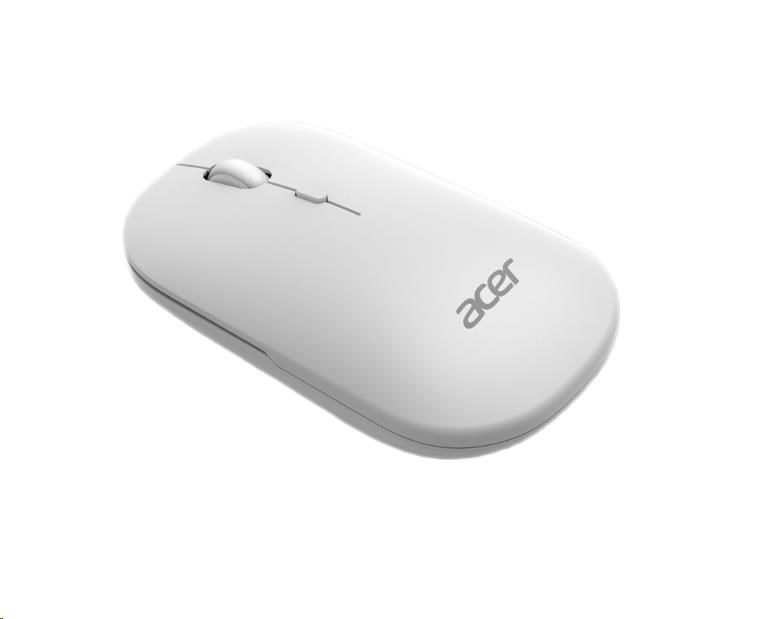 ACER bezdrátová myš Wireless Mouse AMR130,dual mode 2.4GHz + BT 5.2,4 tlačítka,1600dpi,125Hz,30 IPS,Bílá