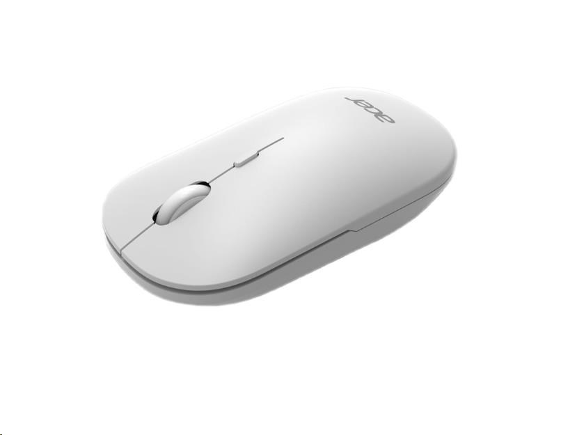 ACER bezdrátová myš Wireless Mouse AMR130,dual mode 2.4GHz + BT 5.2,4 tlačítka,1600dpi,125Hz,30 IPS,Bílá