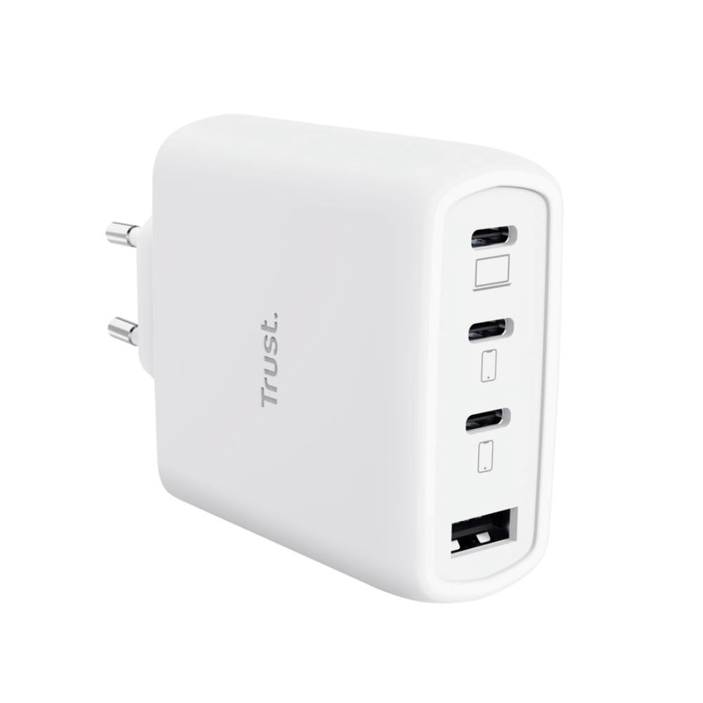 TRUST GaN Nabíječka MAXO 65W, 3xUSB-C,1xUSB-A, bílá