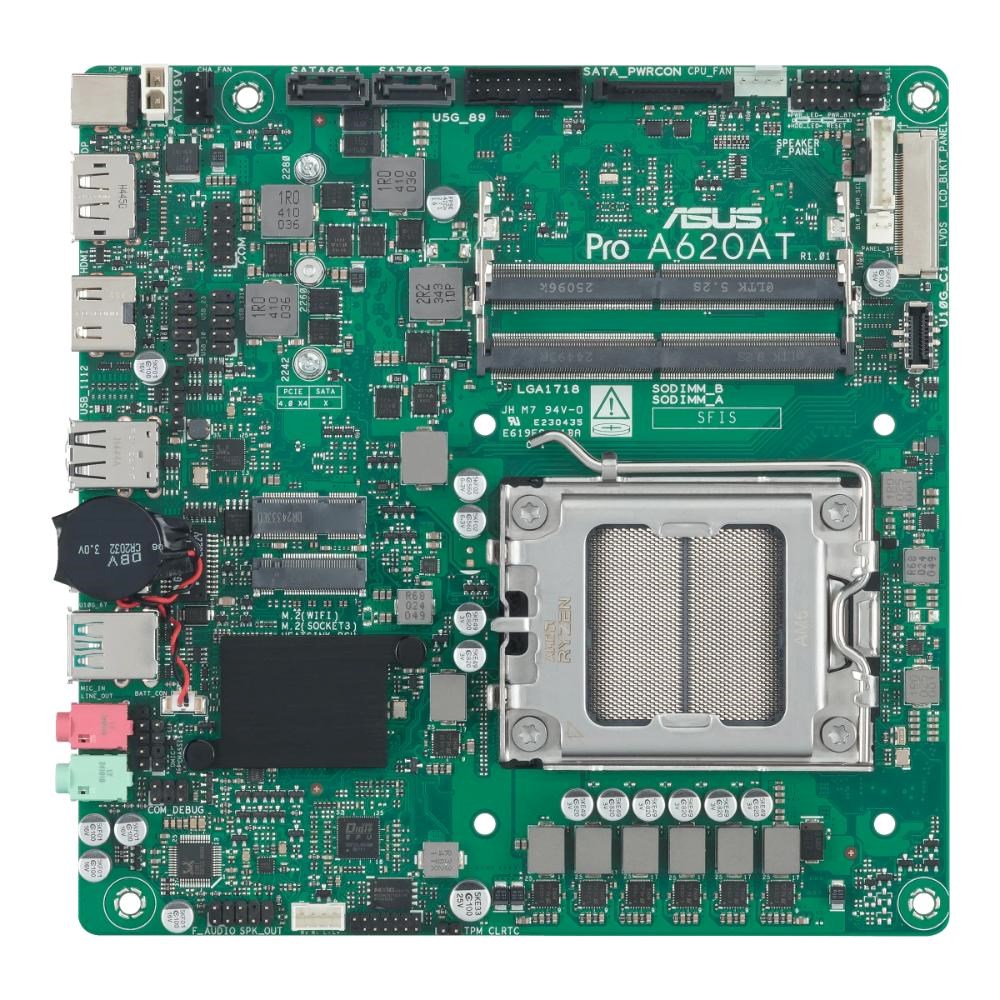 ASUS MB Sc AM5 PRO A620AT-CSM, AMD A620A, 2xDDR5 SODIMM, 1xHDMI, 1xDP, 1xLVDS, Thin Mini-ITX