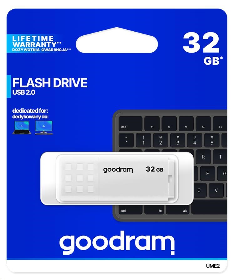 GOODRAM Flash Disk 32GB UME2, USB 2.0, bílá