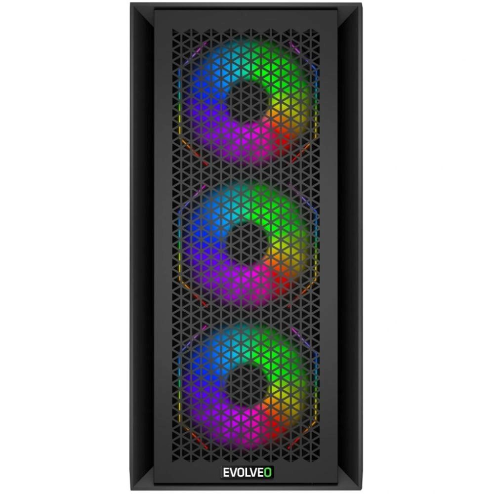 EVOLVEO Rhino, skříň eATX/ATX, 4x ARGB ventilátor 120mm, boční panel temperované sklo + mřížkovaný přední panel