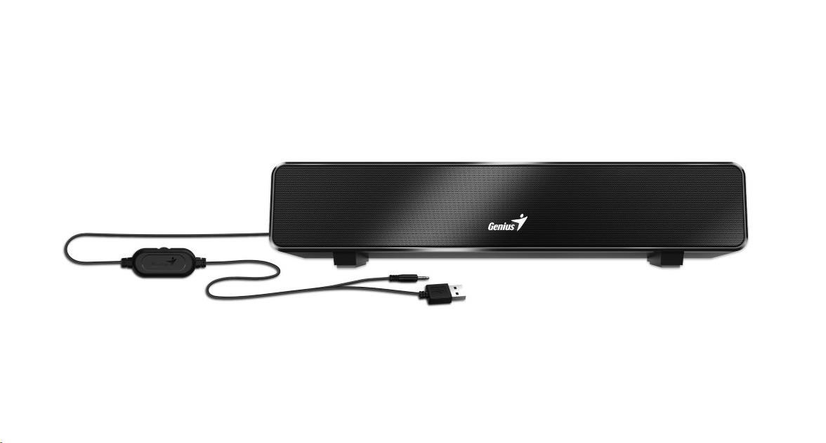GENIUS repro USB SoundBar 100/ drátový/ 6W/ USB/ 3,5" jack/ černý