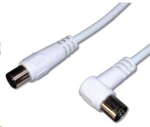 PREMIUMCORD TV kabel anténní propojovací 5m, konektor 90° (koaxiální, M/F, 75 Ohm)