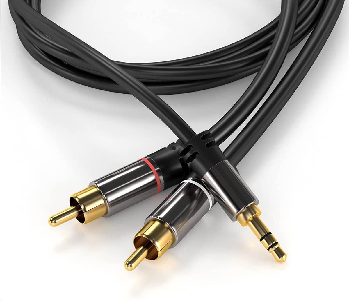 PREMIUMCORD kabel, Jack 3.5mm-2xCINCH M/M 3m