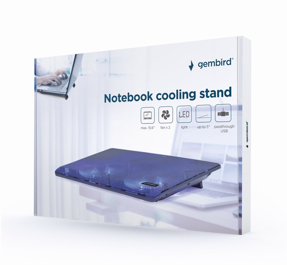GEMBIRD Podstavec pod notebook NBS-2F15-05, pro notebooky do 15,6", LED, černý
