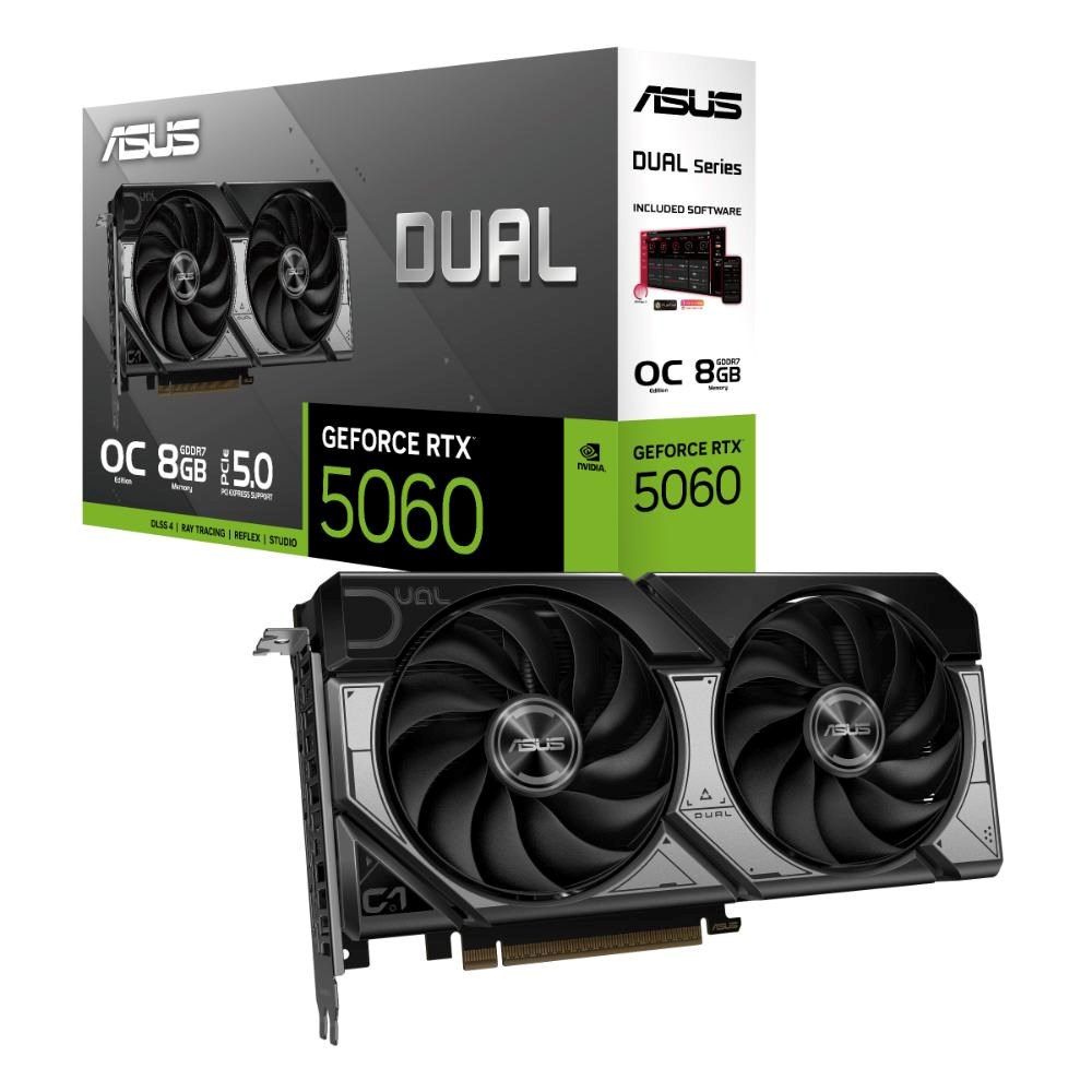 ASUS VGA NVIDIA GeForce RTX 5060 DUAL OC 8G, 8GB GDDR7, 3xDP, 1xHDMI