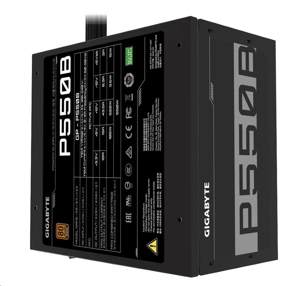 GIGABYTE zdroj P550B, 550W, 80plus bronze, 12 cm fan