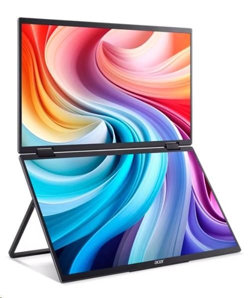 ACER LCD PD163Qbmiuux DUAL SCREEN 40cm (15.6") IPS LED, FHD 1920x1080@60Hz, 250cd/m2, 170/170, 2x2W repro, Black