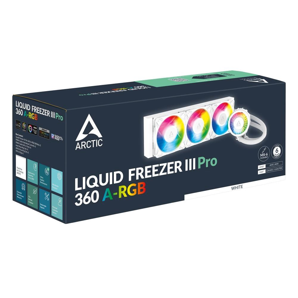 ARCTIC Vodní chladič Liquid Freezer III 360 Pro ARGB, 3x120mm, AM5, LGA1851, bílá