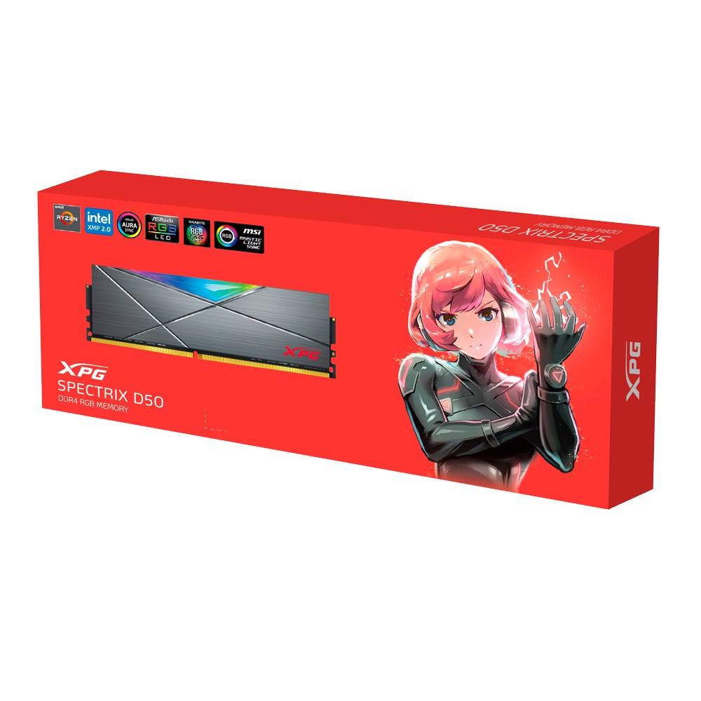 ADATA XPG DIMM DDR4 16GB (Kit of 2) 3200MHz CL16, Spectrix D50 RGB, Šedá