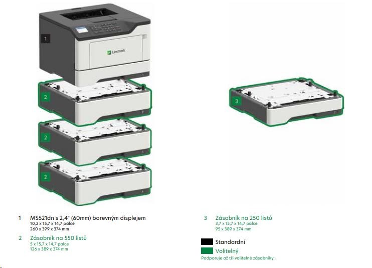 LEXMARK ČB tiskárna MS823dn A4, 61ppm, 512MB, duplex, USB 2.0