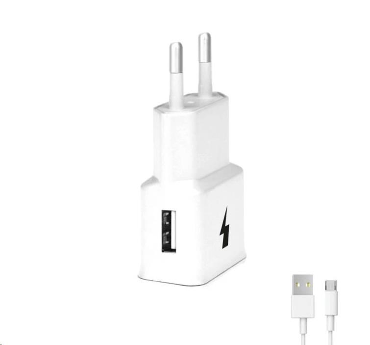 WG - Síťová nabíječka 1x USB-A, Quick Charge 3.0, 5V-9V-12V + kabel USB-A na Micro USB, white