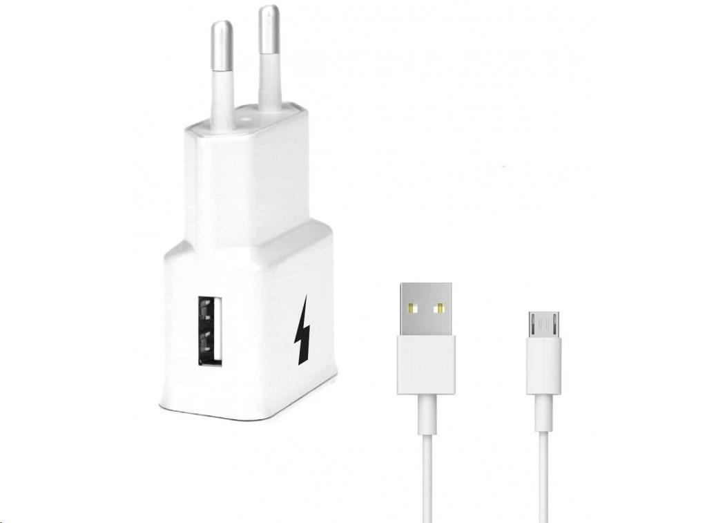 WG - Síťová nabíječka 1x USB-A, Quick Charge 3.0, 5V-9V-12V + kabel USB-A na Micro USB, white