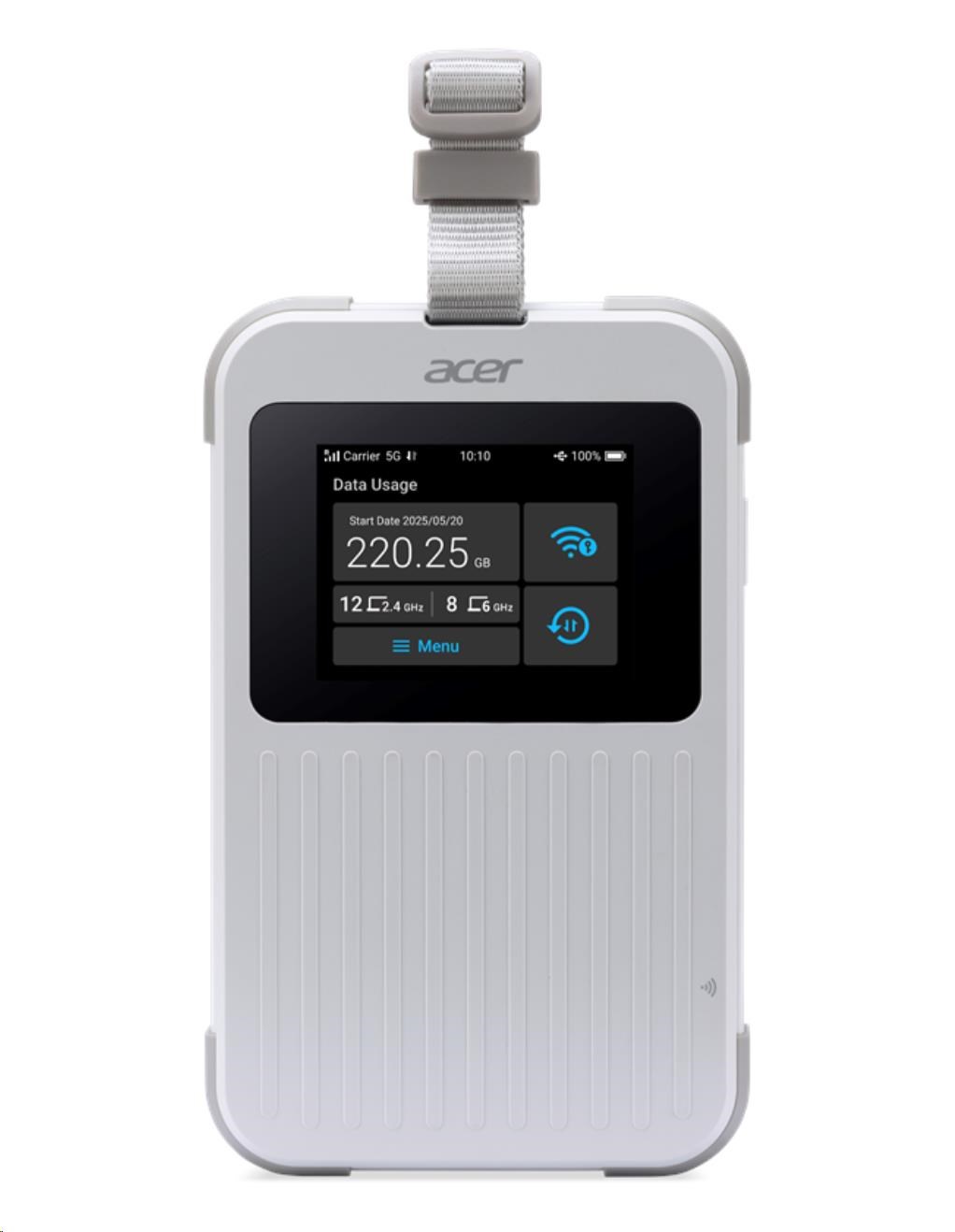 ACER Router Connect Enduro M6E,20GB SIMO,5G,LTE,2.4" touch display,Wifi,NFC,USB-C,2.4GHz,8000mAh,White