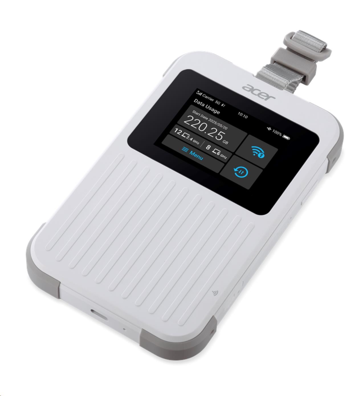ACER Router Connect Enduro M6E,20GB SIMO,5G,LTE,2.4" touch display,Wifi,NFC,USB-C,2.4GHz,8000mAh,White