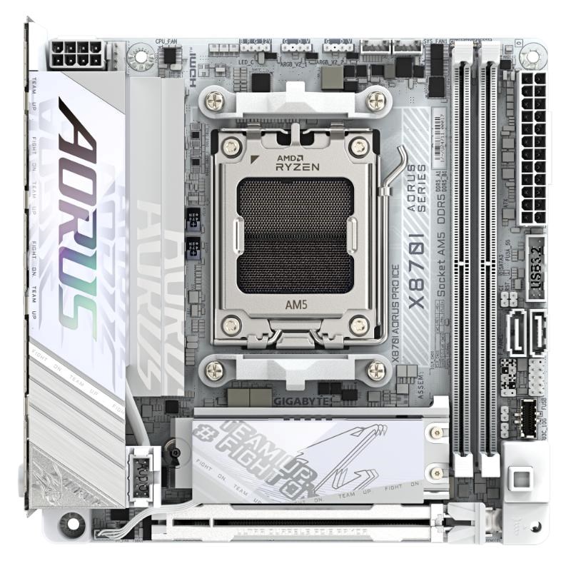 GIGABYTE MB Sc AM5 X870I AORUS PRO ICE, AMD X870, 2xDDR5, 1xHDMI, 1xUSB4, WiFi, Mini-ITX