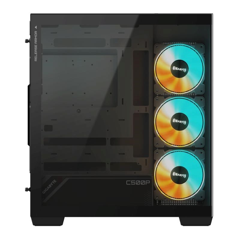 GIGABYTE case GB-C500P ST, Mid tower, 1xUSB-C 3.2, 2xUSB 3.0, 4x 120mm ARGB Fan, černá