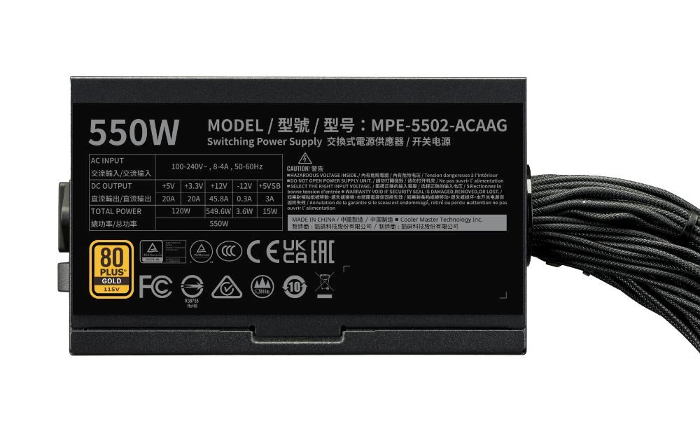 Cooler Master zdroj MWE Gold 550W V3, 120mm, 80+ Gold, ATX 3.1