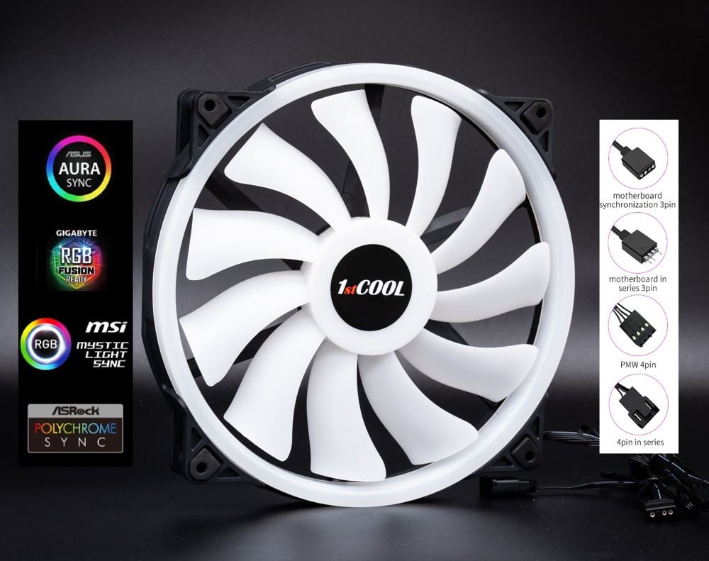 1stCOOL Ventilátor AURA EVO, 200mm, ARGB
