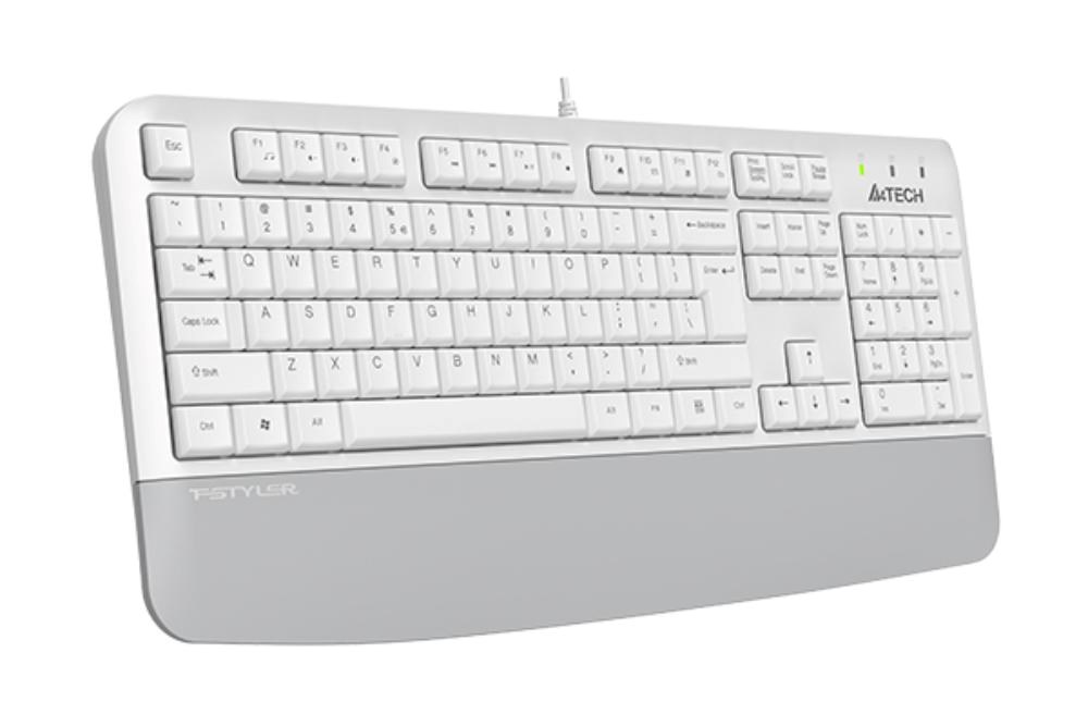 A4tech FK20, multimediální kancelářská klávesnice, CZ/US, USB, bílá