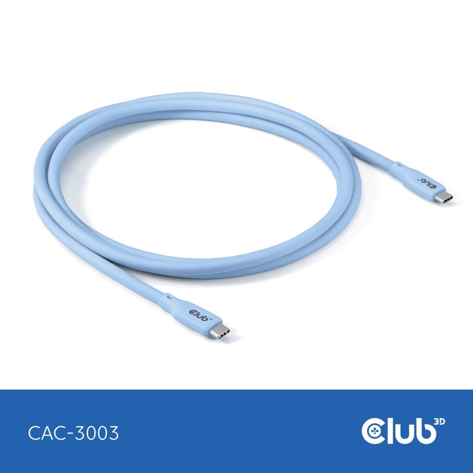 Club3D Kabel USB-C 4.0, 20Gbps, 4K60Hz, PD 240W, 2m, modrá