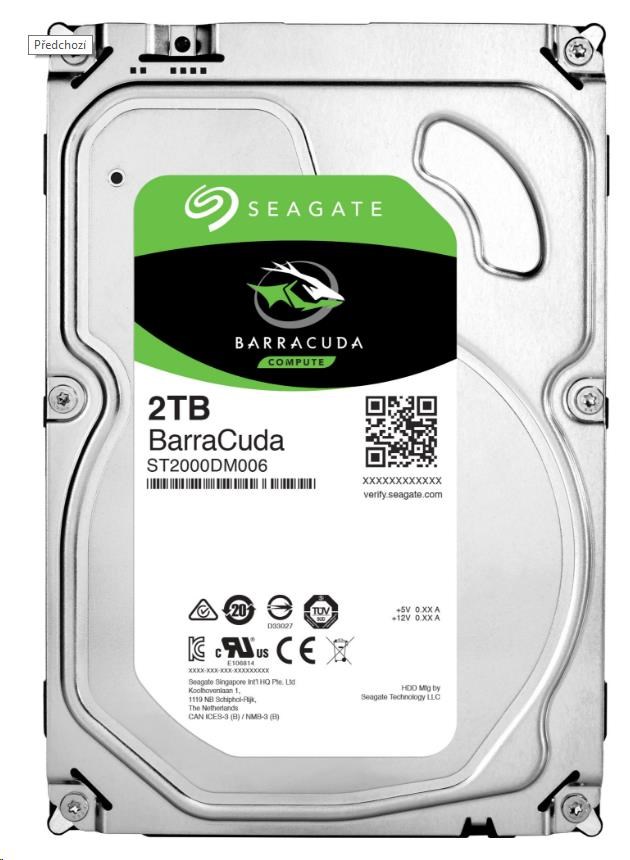 SEAGATE HDD 2TB BARRACUDA, 3.5", SATAIII, 7200 RPM, Cache 256MB